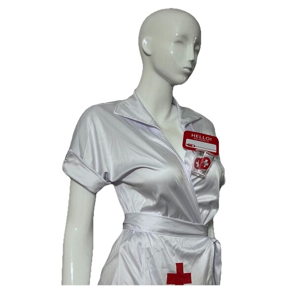 Spirit Halloween Classic Nurse Costume Plus 1X 18-20 Dress Hat Apron Stethoscope - Picture 3 of 7